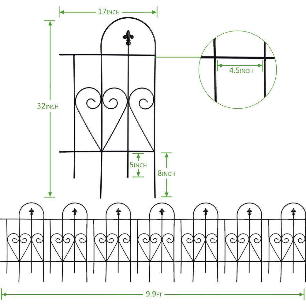 FENCY 32 in. Black Metal Decorative Outdoor Garden Border Fence HD-A-HW89011