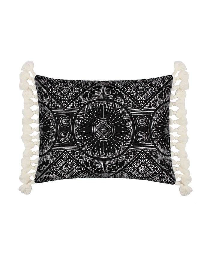 Levtex Washed Linen Tassel Decorative Pillow， 14 x 18