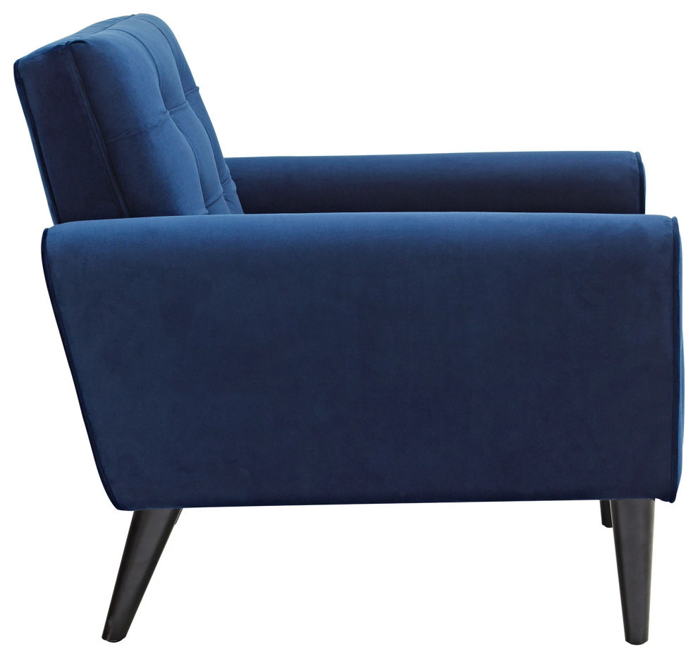 Elliot Navy Performance Velvet Armchair   Midcentury   Armchairs And Accent Chairs   by Peachtree Fine Furniture  Houzz