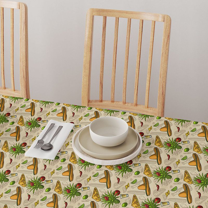 Square Tablecloth， 100% Cotton， 60x60， Fiesta Time