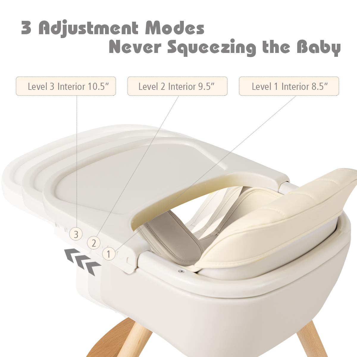 BABY JOY Convertible Baby High Chair, 3 in 1 Wooden Highchair/Booster/Chair with Removable Tray (Beige)