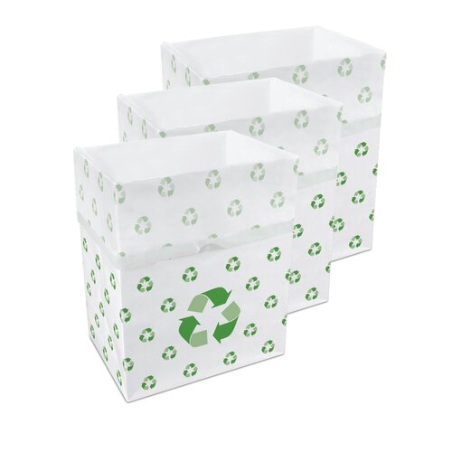 Clean Cubes 13 Gallon Disposable Sanitary Trash Cans and Recycling Bins， 3 Pack (Recycle)