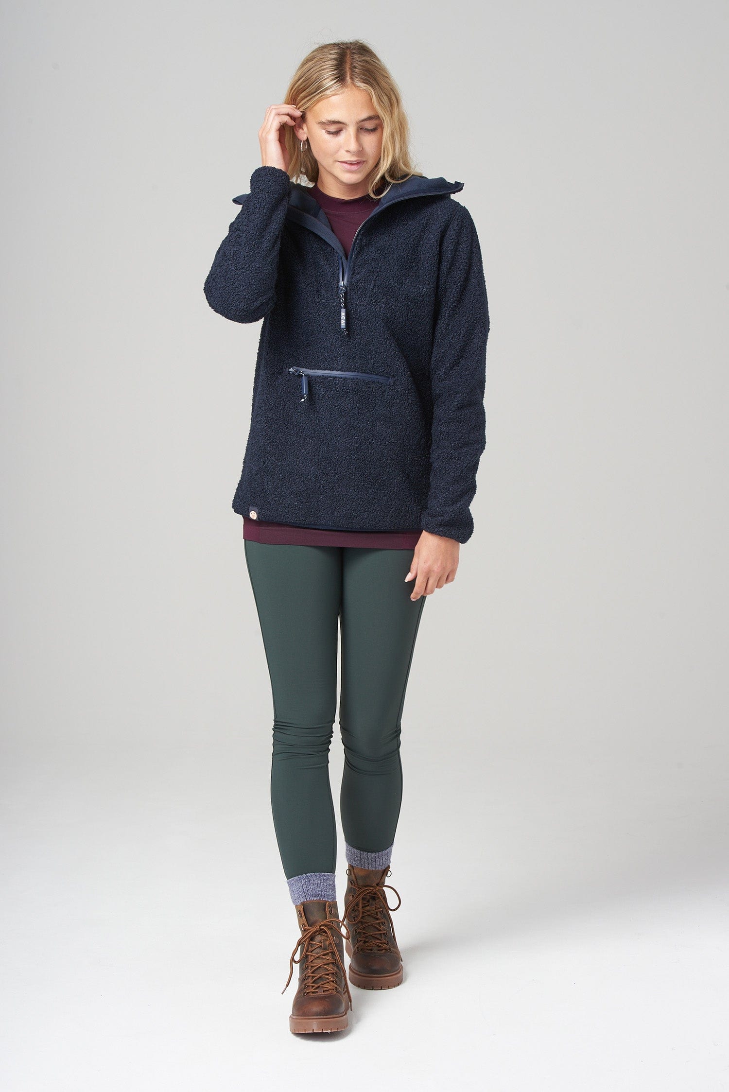 Windproof Fleece Hoodie - Deep Navy