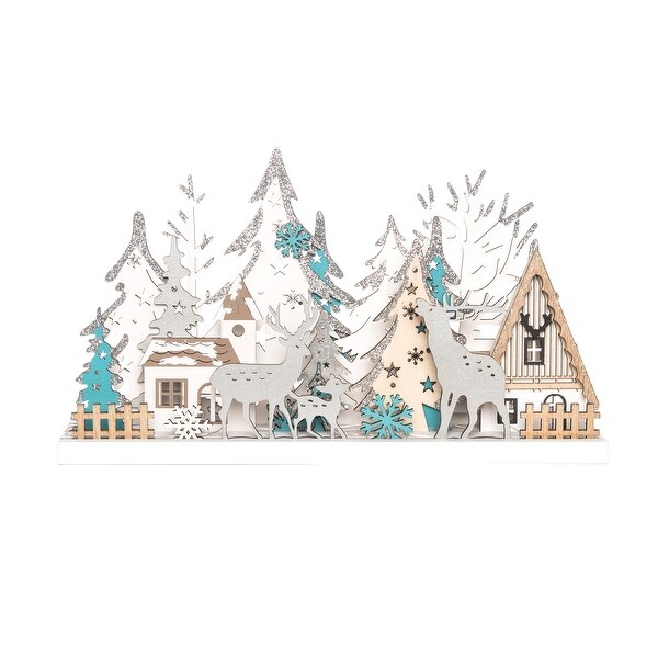 Transpac Wood 11.8 in. Multicolor Christmas Laser Cut Outdoor Scene