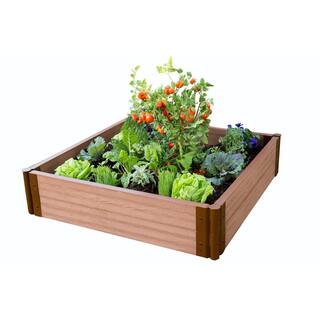 Frame It All Two Inch Series 4 ft. x 4 ft. x 11 in. Classic Sienna Composite Raised Garden Bed Kit 300001084