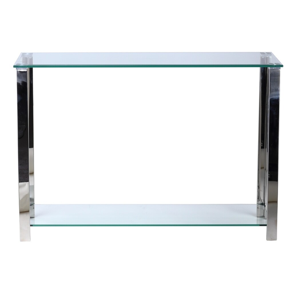 Cortesi Home Melissa Double Shelf Glass Console Table  43\