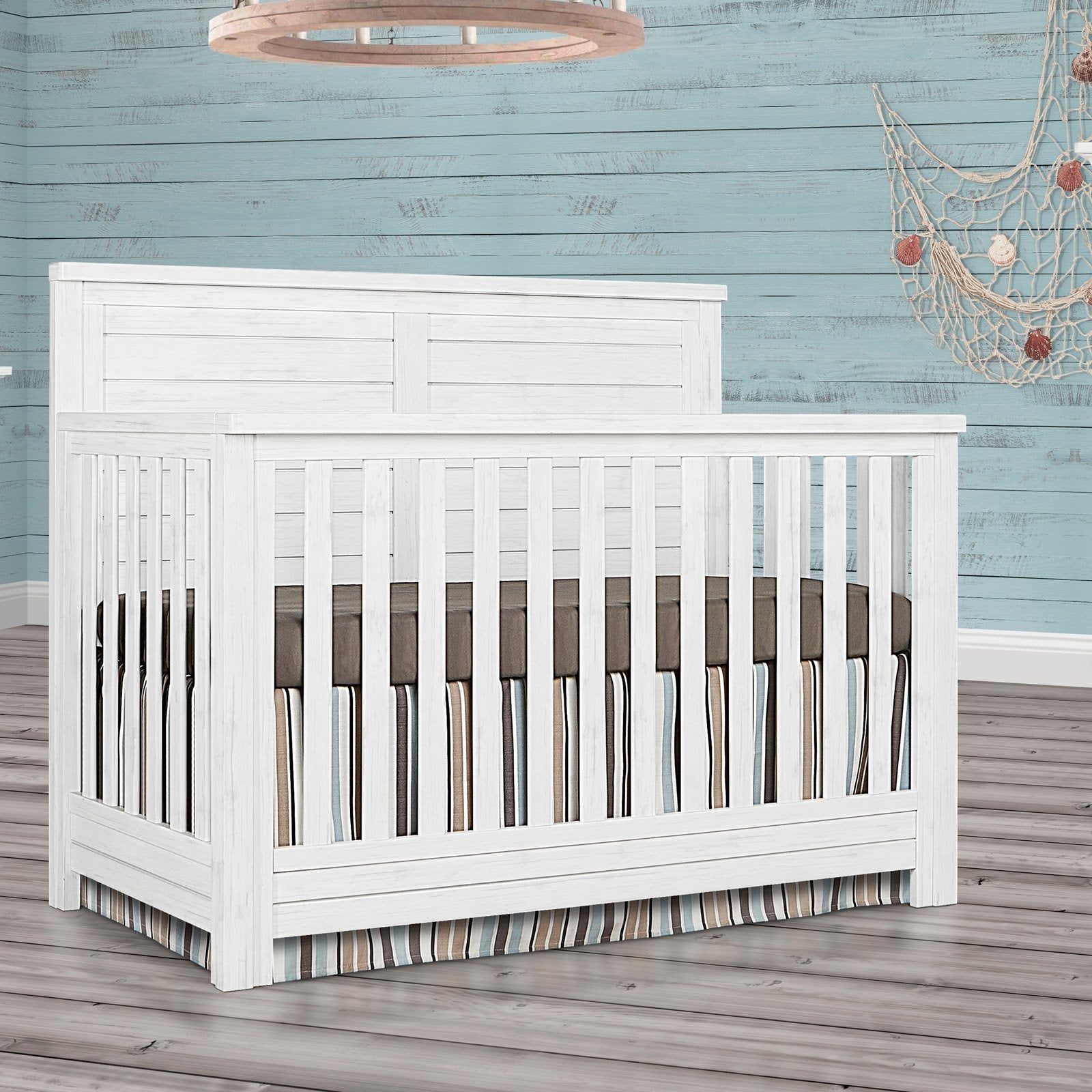 Evolur Belmar Flat 5-in-1 Convertible Crib - Rustic Grey