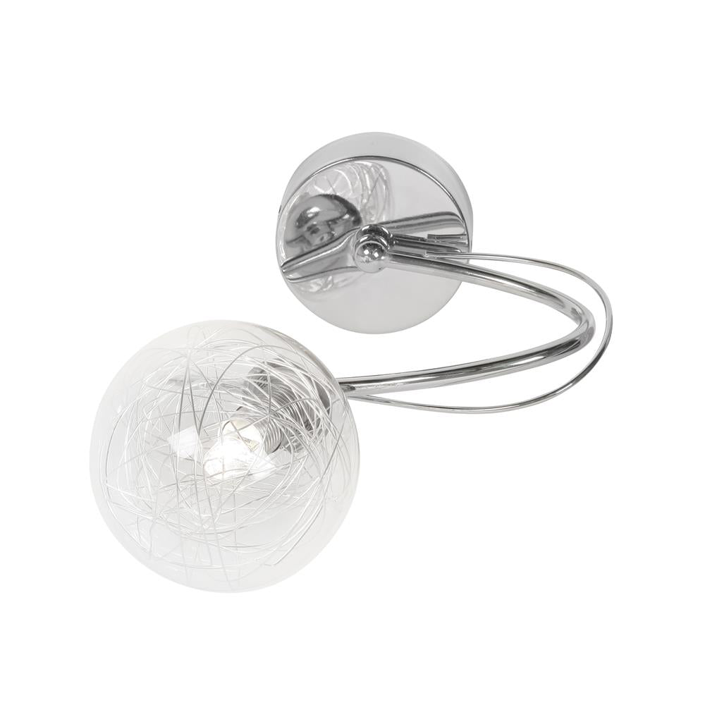 Oaks 1515/1 CH Tabia Polished Chrome Modern Wall Light with Sphere Glass Shade