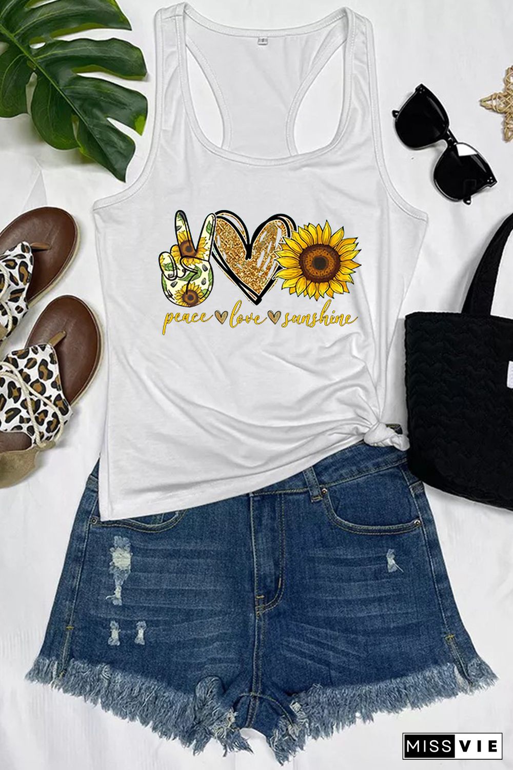 Peace Love Sunshine Sleeveless Tank Top Wholesale