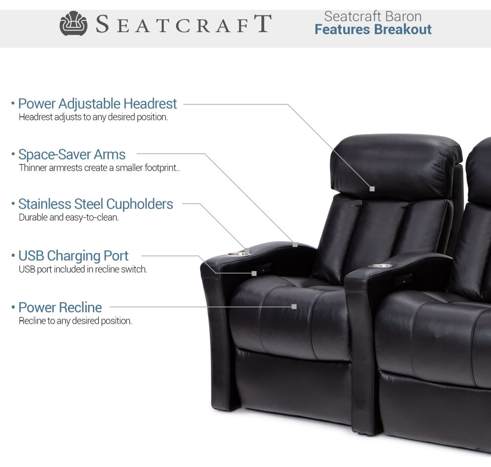 Seatcraft Baron Home Theater Seating   Contemporary   Theater Seating   by Stargate Cinema  Houzz