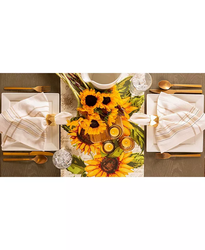 Design Imports Rustic Sunflowers Printed Table Runner 14 x 108