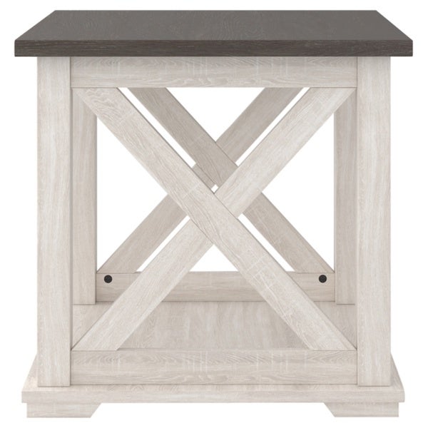 Dorrinson White/Brown Casual Square End Table