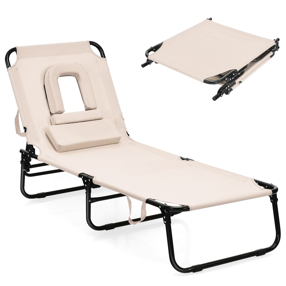 Outdoor Folding Chaise Beach Pool Patio Lounge Chair Bed