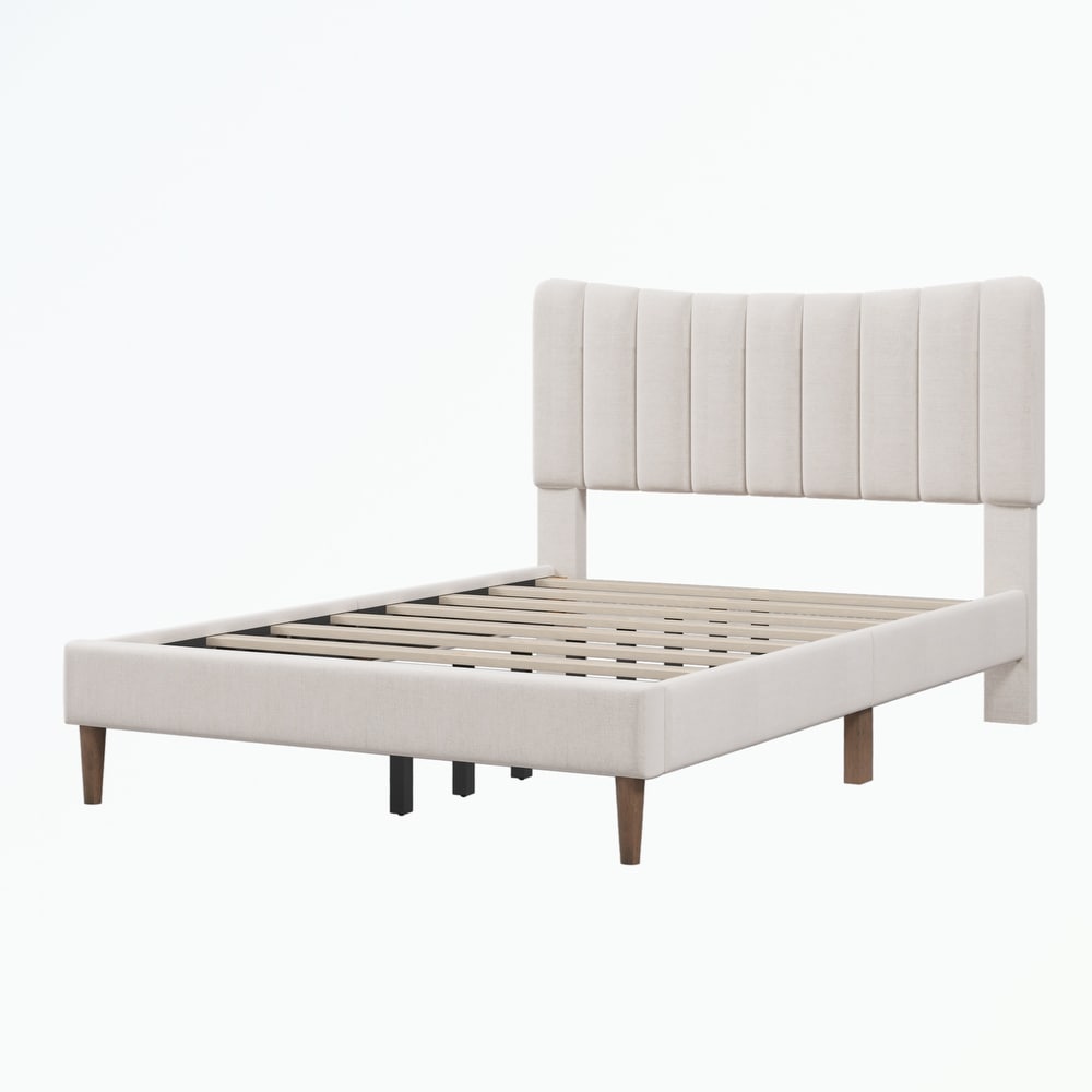 Full Platform Bed Frame with Vertical Channel Tufted Headboard