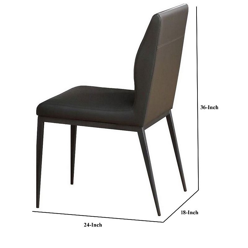 Chair with Faux Leather and Sleek Metal Legs， Gray