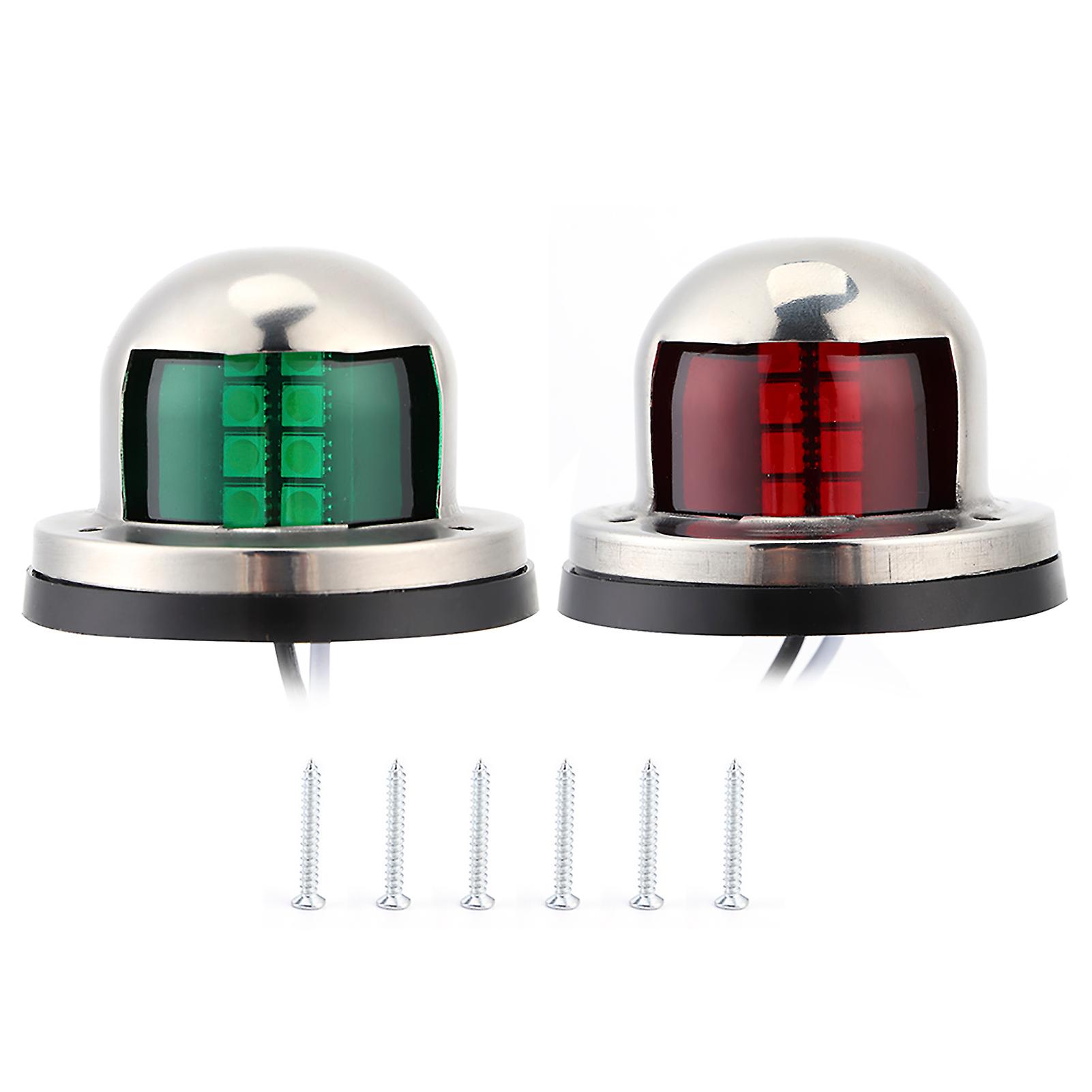 2pcs 12v Red Green Led Navigation Lights Stainless Steel Sailing Lamp For Marine Boat Yacht