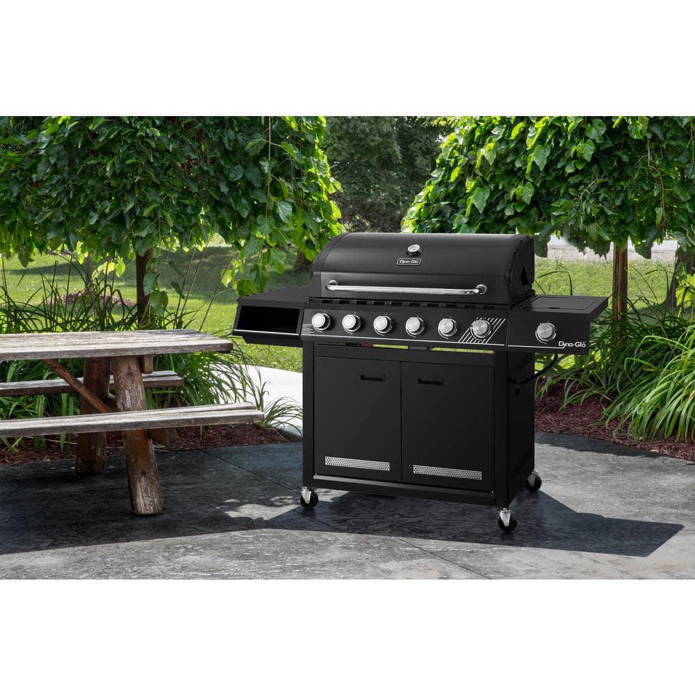 DynaGlo 6Burner Natural Gas Grill in Matte Black with TriVantage MultiFunctional Cooking System