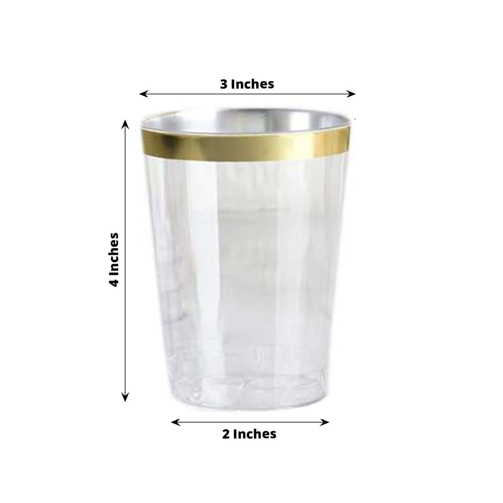 25 Pack Clear Crystal Collection Plastic Disposable Cups With Gold Rim 10oz