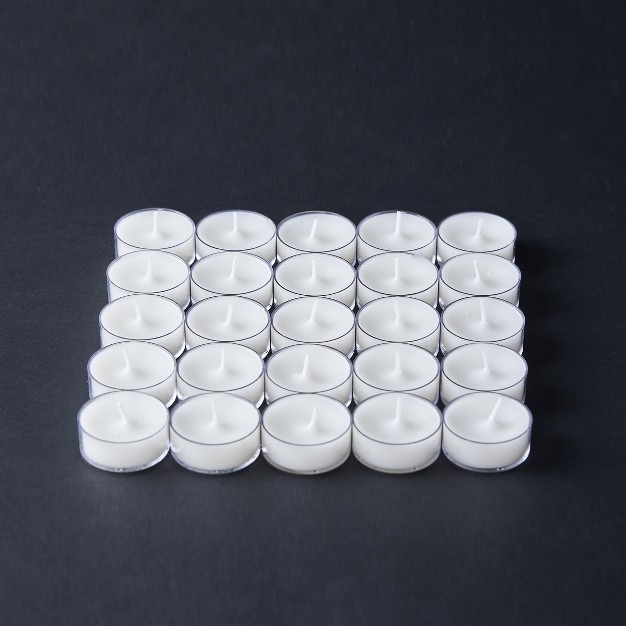 Tagltd Unscented Basic Clear Cup Tealight Candle 25 Pack