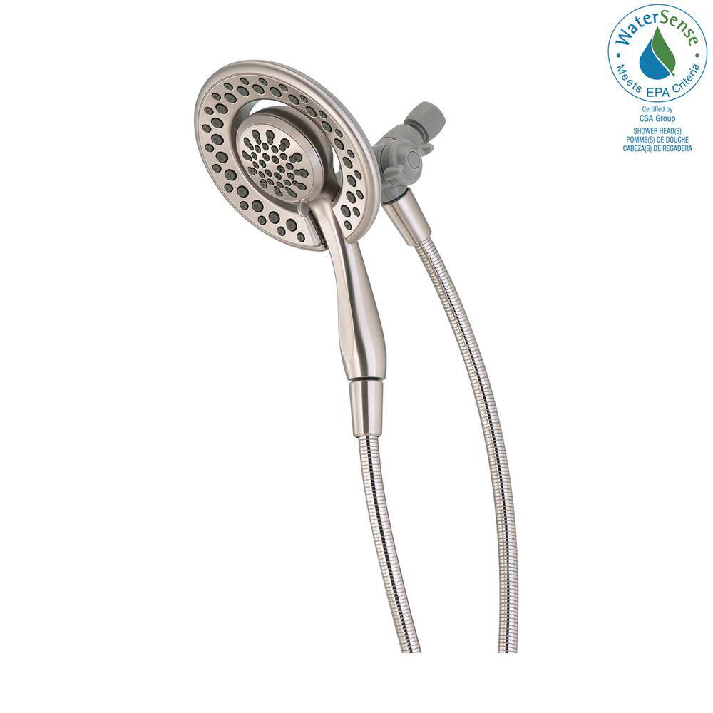 Delta In2ition 4-Spray Patterns 1.75 GPM 6.13 in. Wall Mount Dual Shower Heads in Spotshield Brushed Nickel 75486CSN