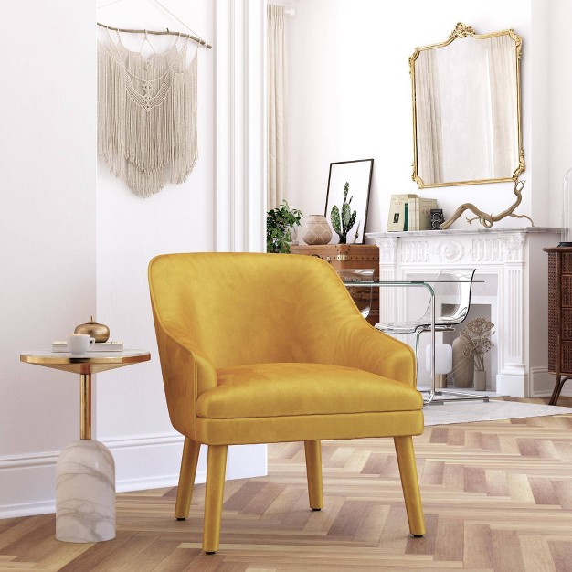 Effie Upholstered Accent Chair Mustard Velvet Mr Kate