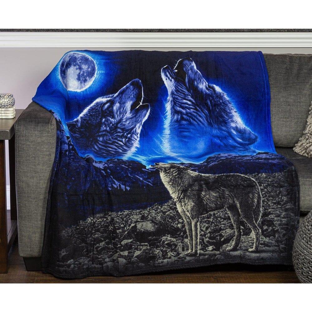 Wolves Howling Moon Super Soft Plush Fleece Throw Blanket