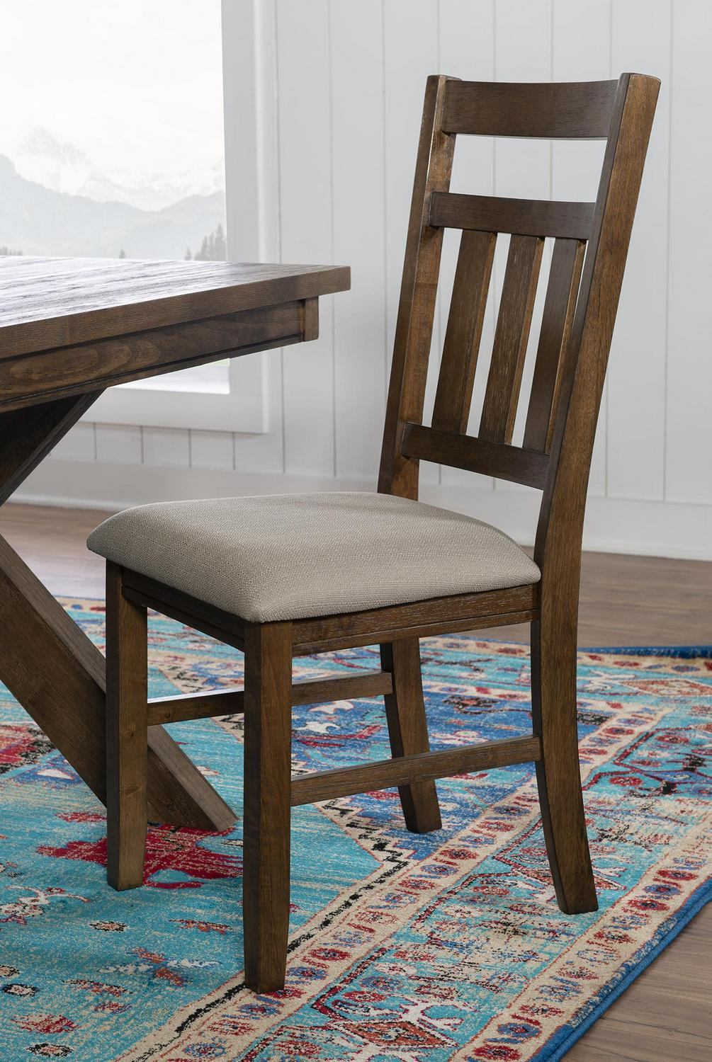 Turino Dining Chair Set of 2 Rustic Umber with Tan Fabric  Crowdfused