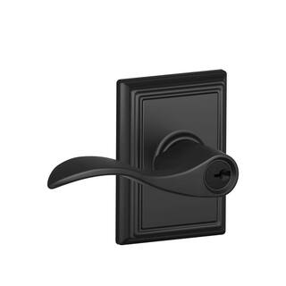 Schlage Accent Matte Black Keyed Entry Door Handle with Addison Trim F51A ACC 622 ADD