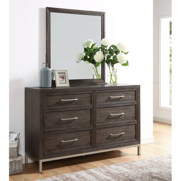 Strick and Bolton Bremond Walnut 6-drawer Dresser and Mirror - - 31137484