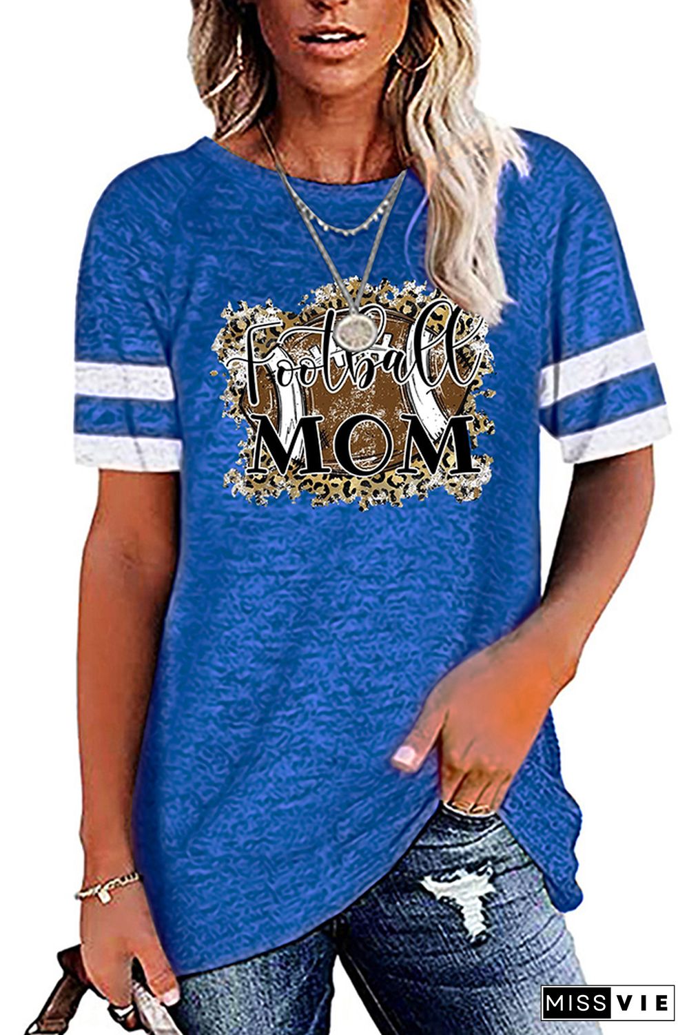 Cheetah Print Football Mom Graphic Tee Wholesale