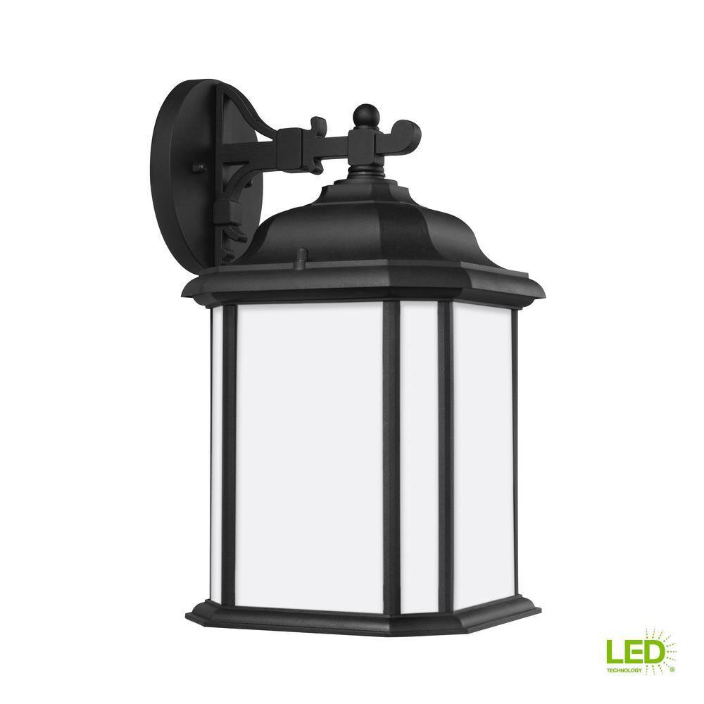 Generation Lighting Kent 1-Light Black Outdoor 15 in. Wall Lantern Sconce with LED Bulb 84531EN3-12