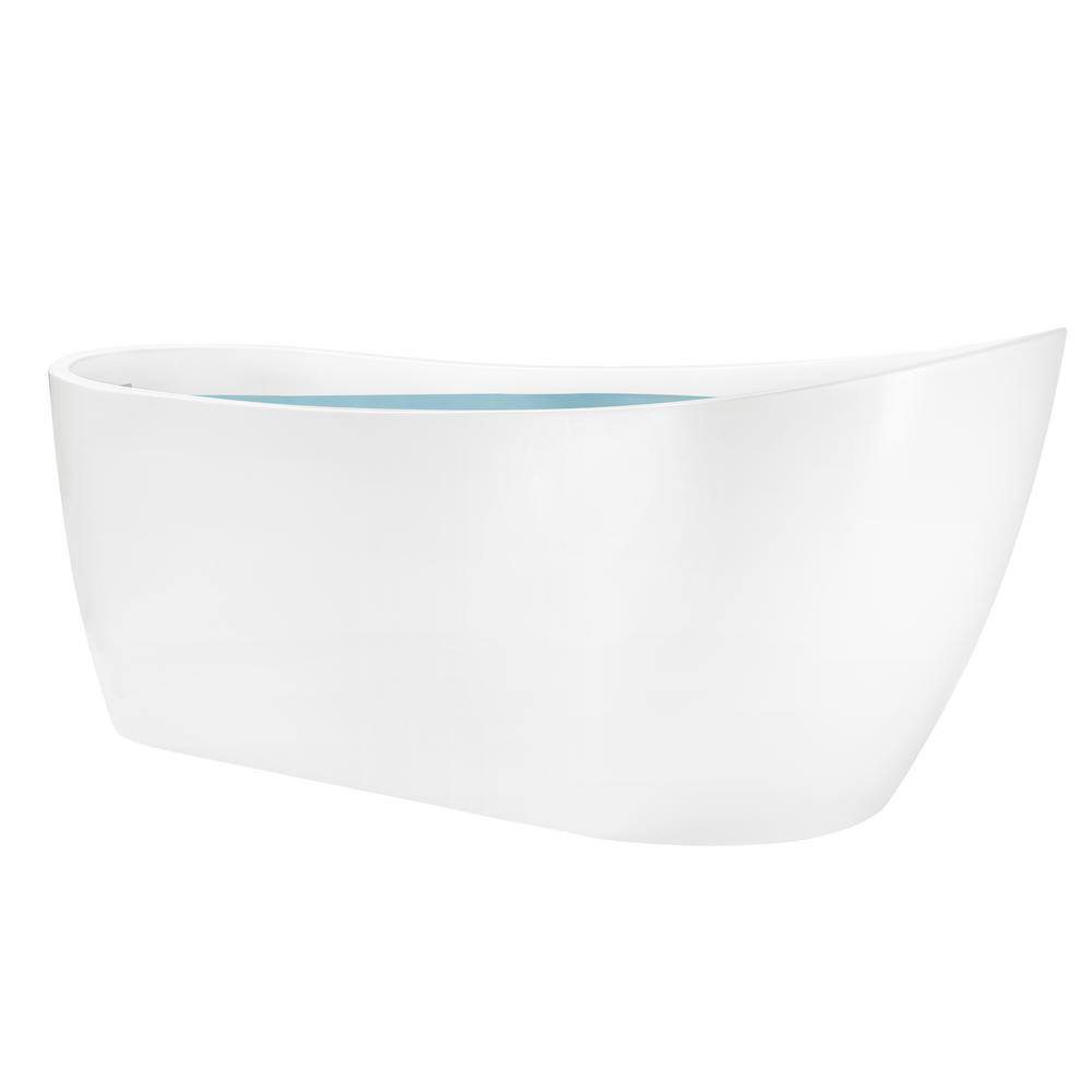 AKDY 54 in. Fiberglass Slipper Flatbottom Non-Whirlpool Bathtub in Glossy White BT0362