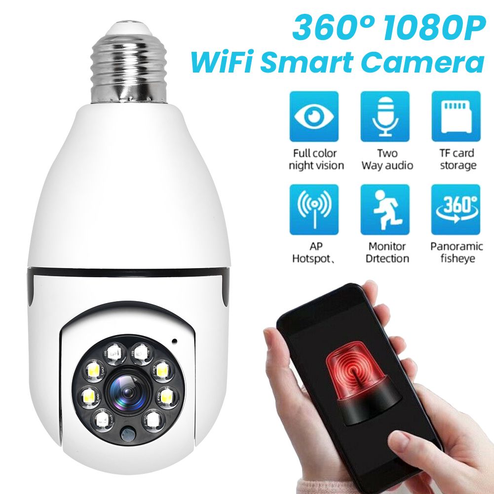 WiFi Light Bulb Camera - 1080P Wireless 360 Degree E27 Panoramic IP Camera