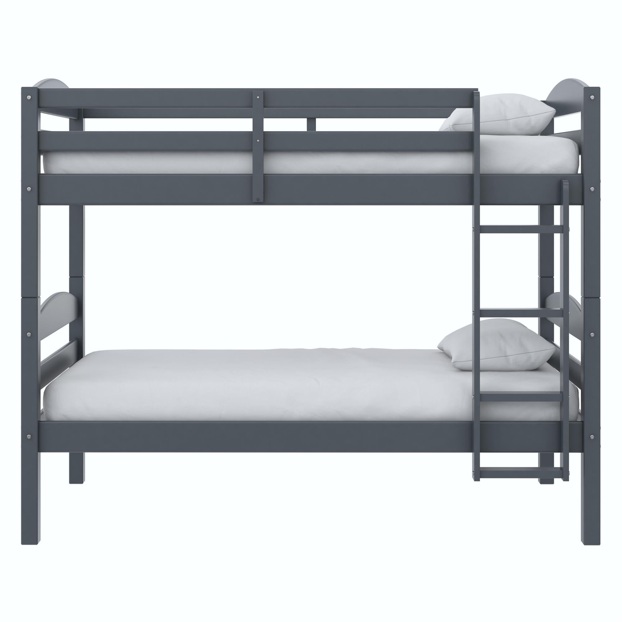 Better Homes & Gardens Leighton Solid Wood Twin-over-Twin Convertible Bunk Bed, Gray