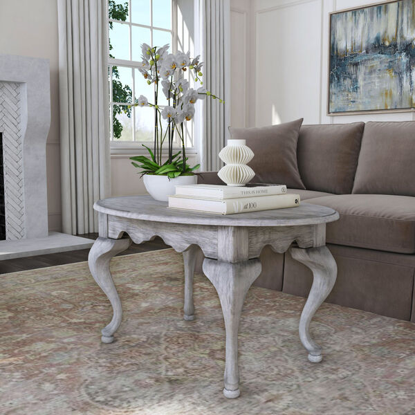 Grace Powder Gray Oval Four-Leg Coffee Table