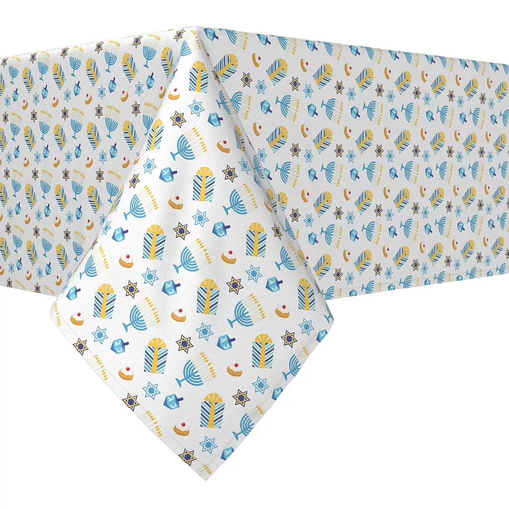 Square Tablecloth， 100% Polyester， 70x70， Cute Menorahs and Stars