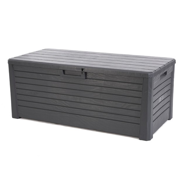 Toomax Florida Uv Resistant Lockable Deck Storage Box Bench For Outdoor Pool Patio Garden Furniture amp Indoor Toy Bin Container 145 Gal anthracite