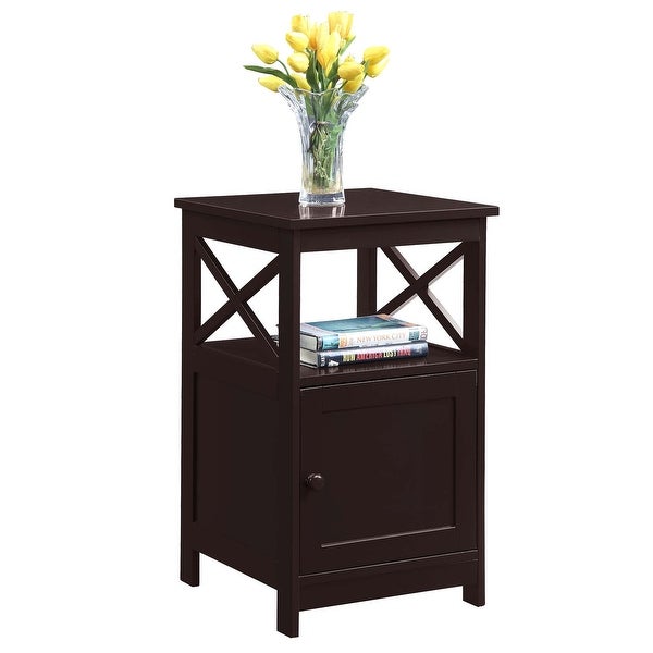 Oxford End Table with Cabinet， Cherry/Black