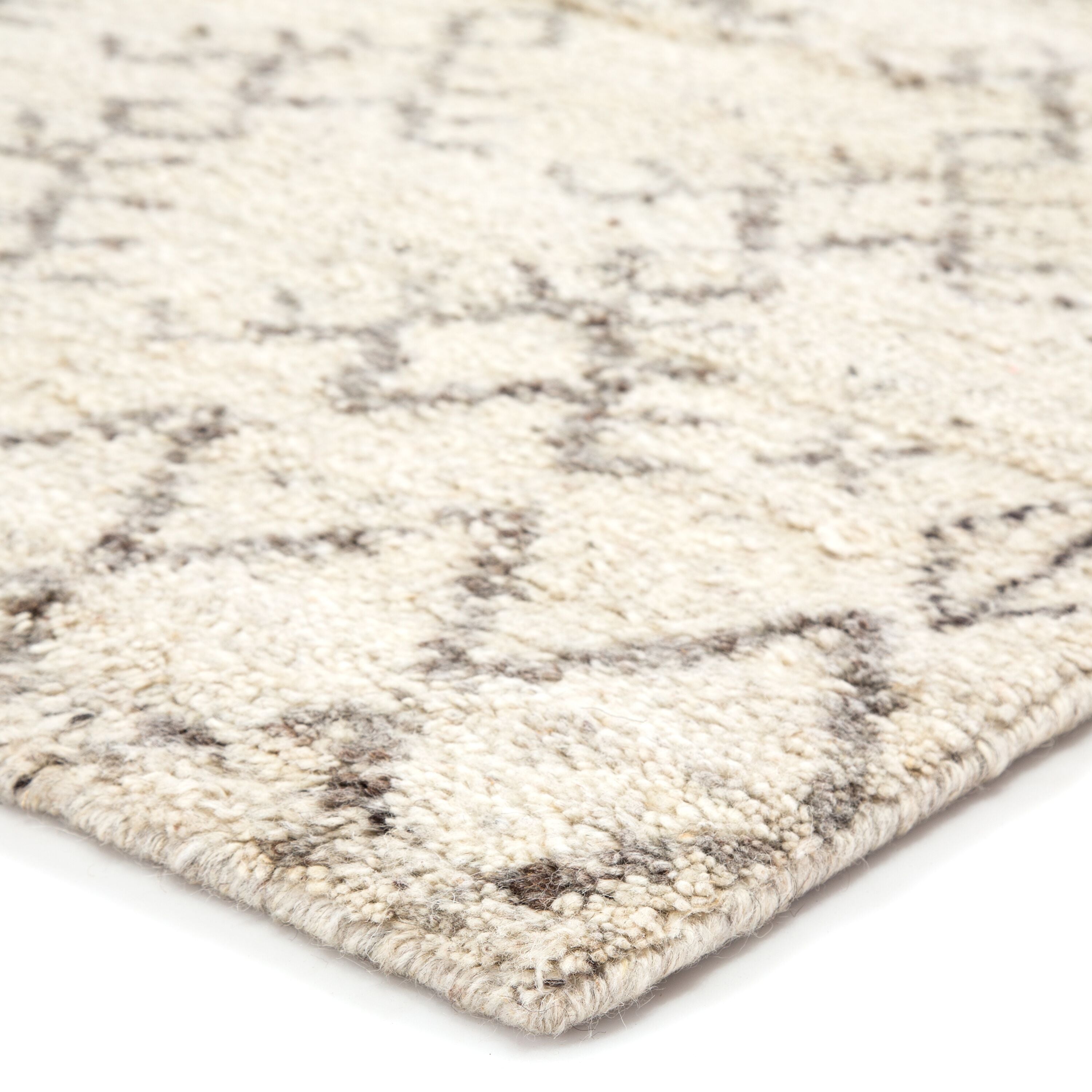 Zola Hand-Knotted Geometric Ivory & Brown Area Rug