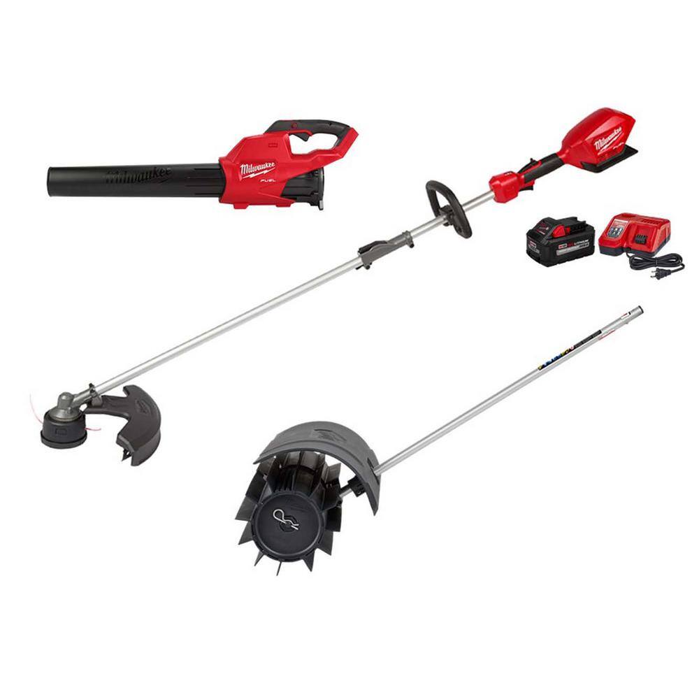 MW M18 FUEL 18-Volt Lithium-Ion Brushless Cordless Electric String TrimmerBlower Combo Kit with Rubber Broom (3-Tool) 3000-21-49-16-2740