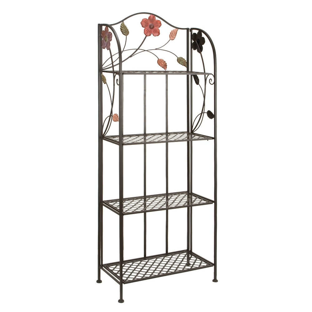 Black Metal Traditional Bakers Rack 68 x 25 x 12   25 x 12 x 68