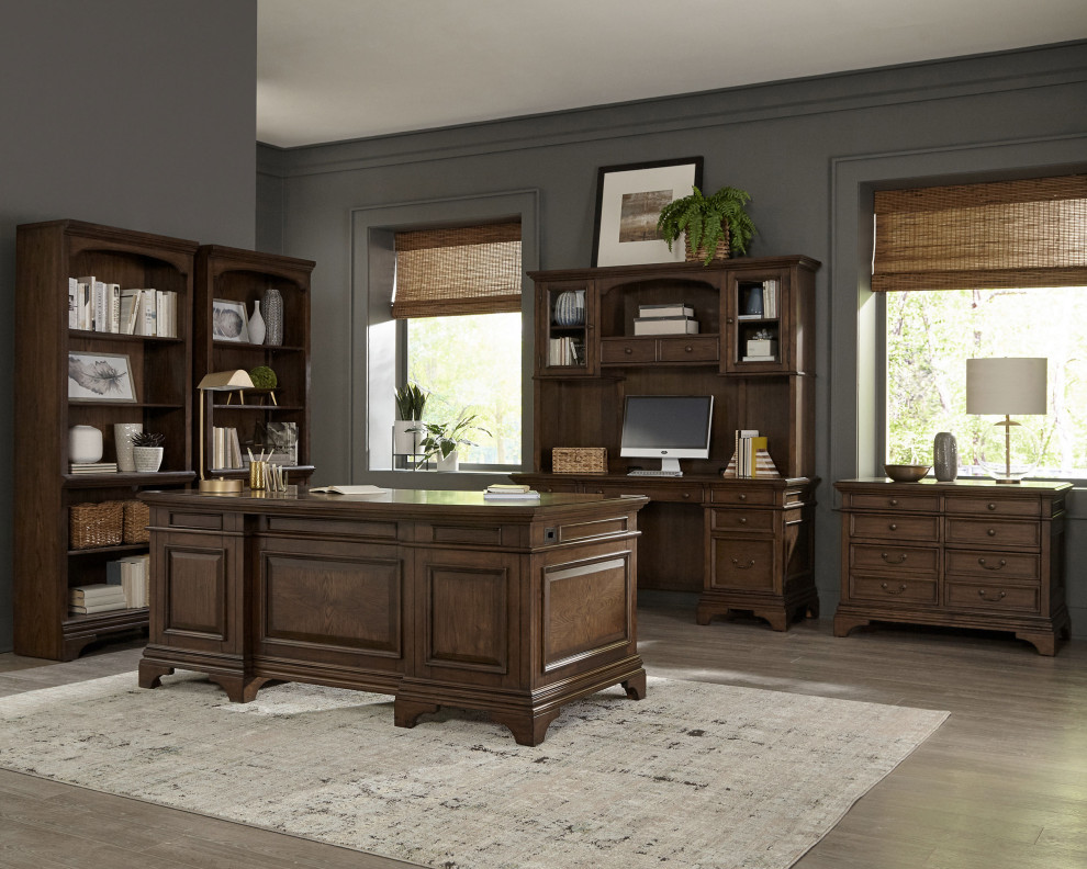 Hartshill Bookcase With Cabinet Burnished Oak   Modern   Bookcases   by Modon  Houzz