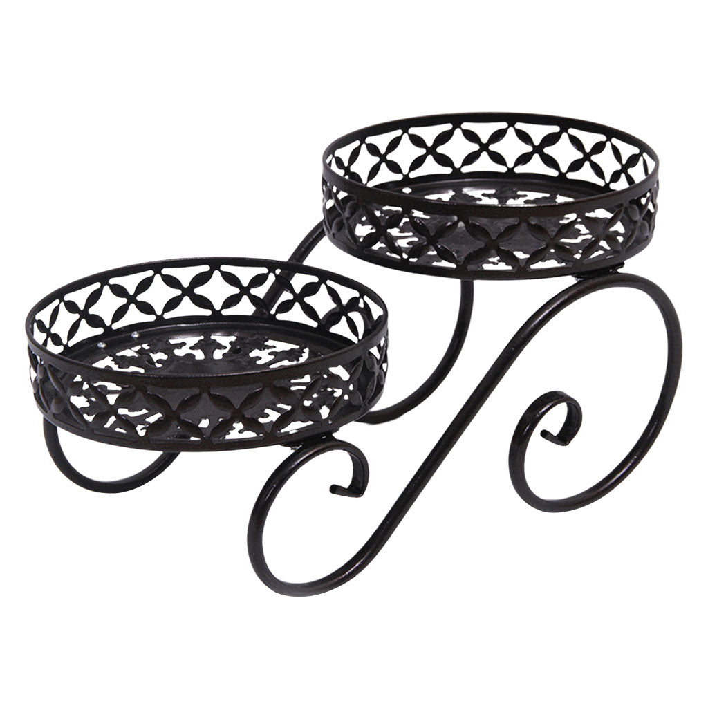 Flower Pot Stand Durable Double Layer Plant Pot Holder Plant Rack Holder for Garden Balcony Courtyard Bronze