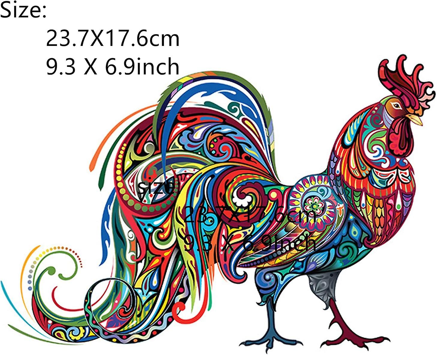 Wooden Jigsaw Puzzles  Unique Beautiful Rooster Jigsaw Unique Shape Jigsaw Pieces9.3x6.9inch Best Gift For Adults And 12 Years Age Up Kids