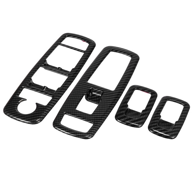 Unique Bargains Window Lift Switch Panel Trim Cover For Dodge Charger 2014 2020 Black Carbon Fiber 4pcs