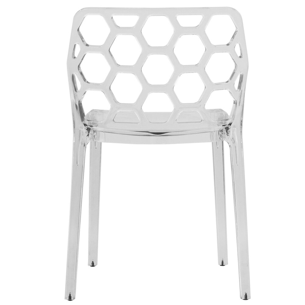 Dynamic Honeycomb Plastic Stackable Dining Side Chair Set of 2 by LeisureMod