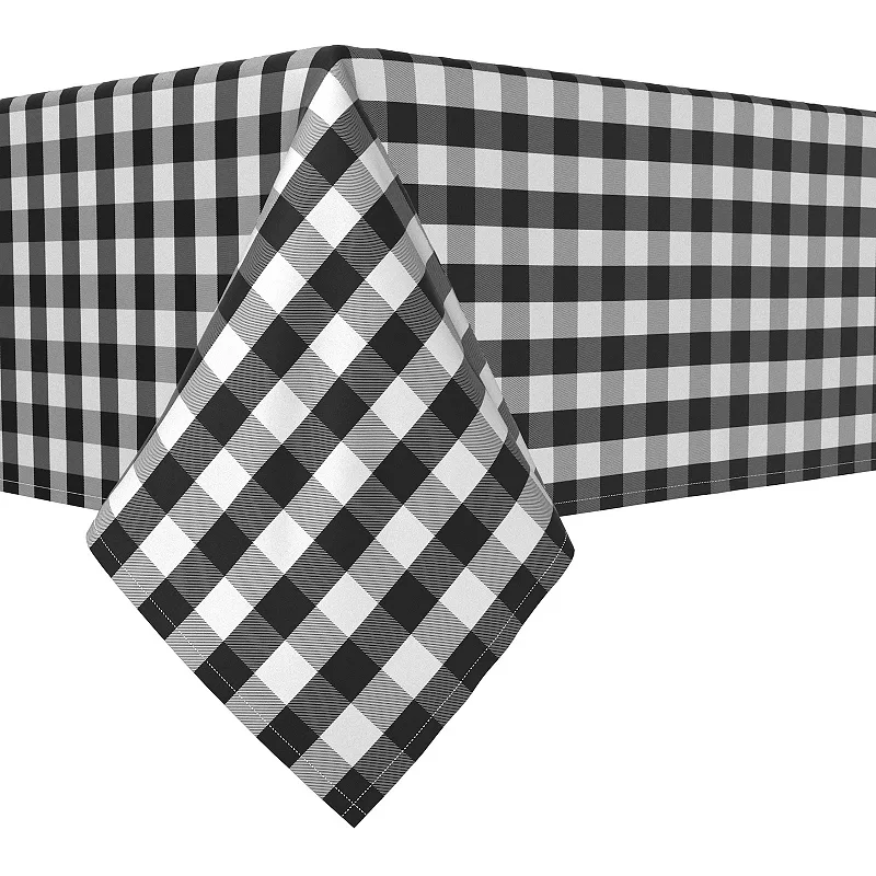 Square Tablecloth， 100% Polyester， 54x54， Picnic Check， Black