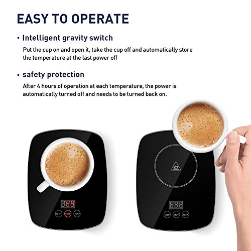 nicelucky Coffee mug warmer for desk with heating function 25 Watt Electric Beverage Warmer with Adjustable temperature 131â„‰/ 55â„ƒor 167â„‰/ 75â„ƒ (Without Mug)