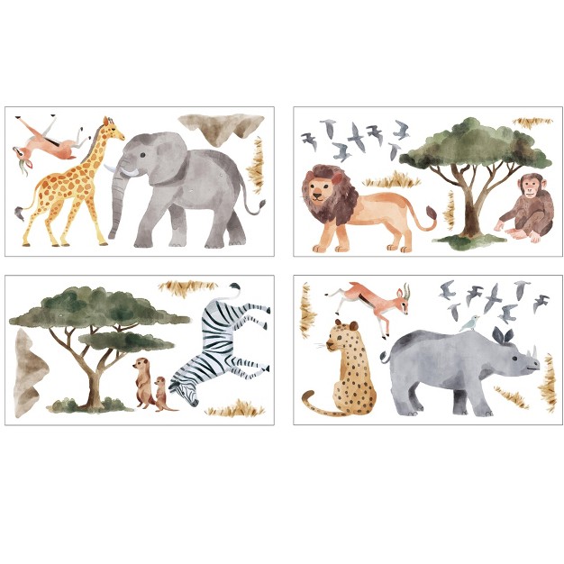 Sweet Jojo Designs Boy Or Girl Gender Neutral Unisex Wall Decal Stickers Art Nursery D cor Jungle Animals Multicolor 4pc