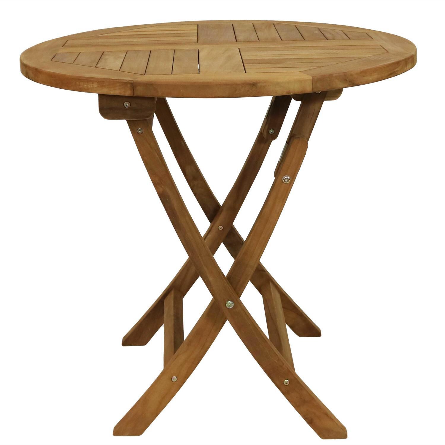 Ultimate Patio 32 1/2-Inch Round Teak Folding Outdoor Patio Table